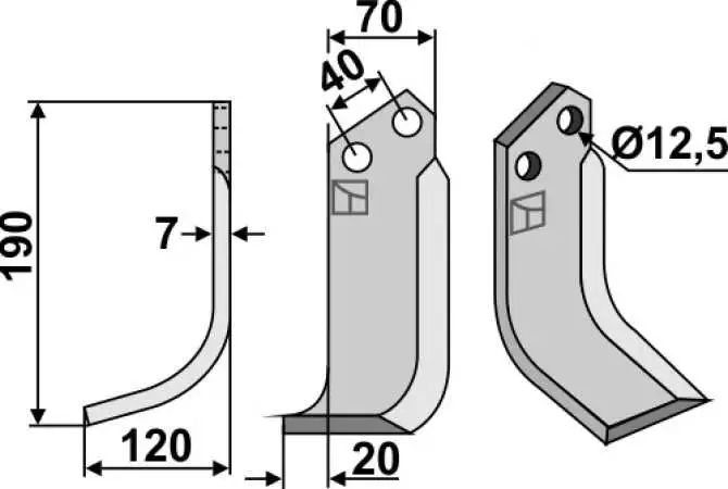 Fräsmesser 190x70mm, links